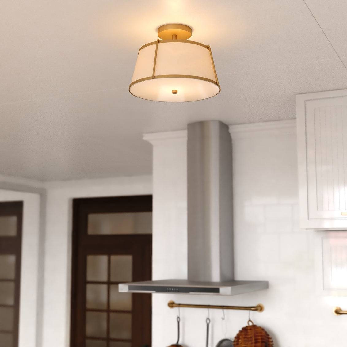 Vaxcel Park Ridge 10.5-in. W 3 Light Flush Mount Satin Nickel