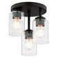 Vaxcel Park Ridge 10.5-in. W 3 Light Flush Mount Satin Nickel