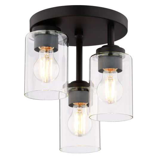 Vaxcel Park Ridge 10.5-in. W 3 Light Flush Mount Satin Nickel