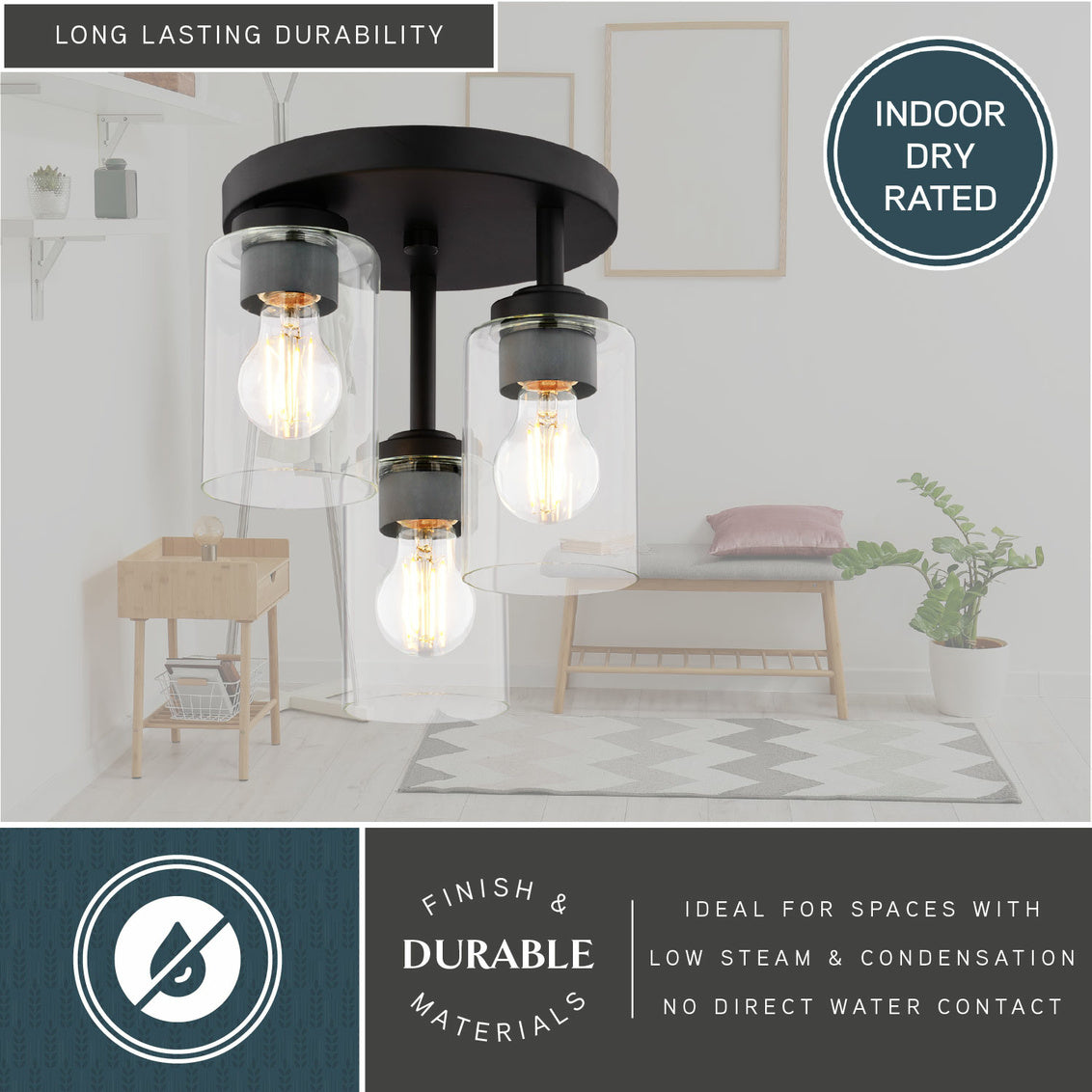 Vaxcel Preston 12.5-in W LED Flush Mount Matte Black
