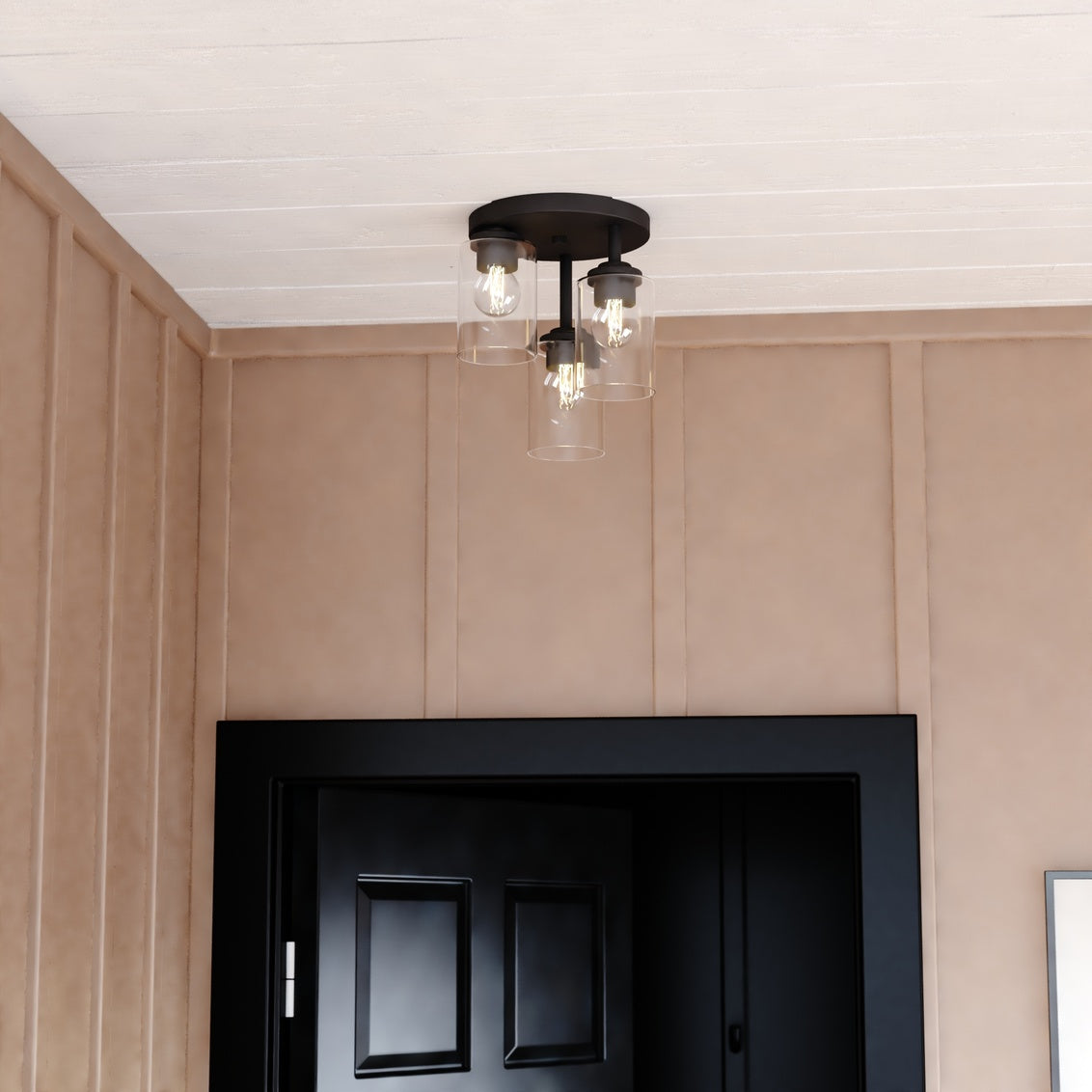 Vaxcel Preston 12.5-in W LED Flush Mount Matte Black