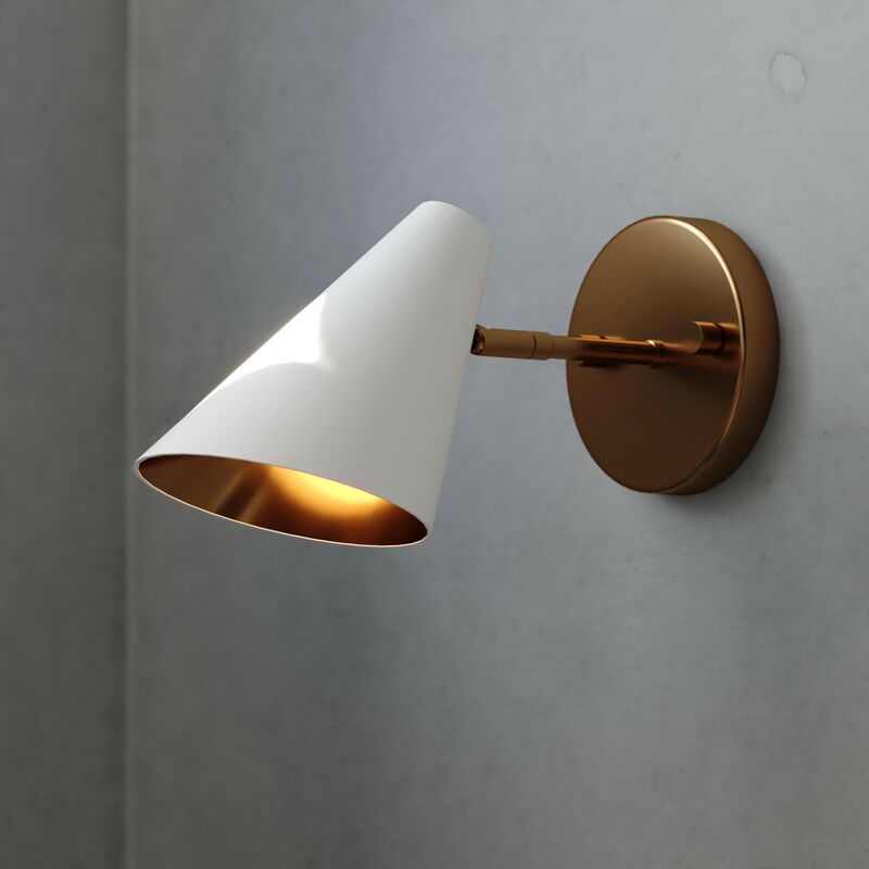 Vaxcel Pryce 4.5-in. Wall Light Matte White and Satin Brass