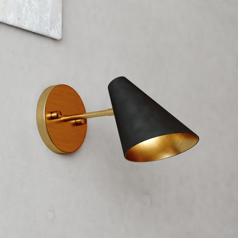 Vaxcel Pryce 4.75-in. Wall Light Matte Black and Satin Brass