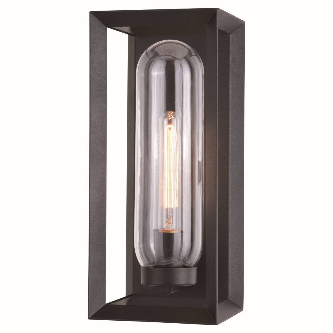 Vaxcel Pullman 1-Light Black Modern Industrial Outdoor Wall Sconce Clear Glass
