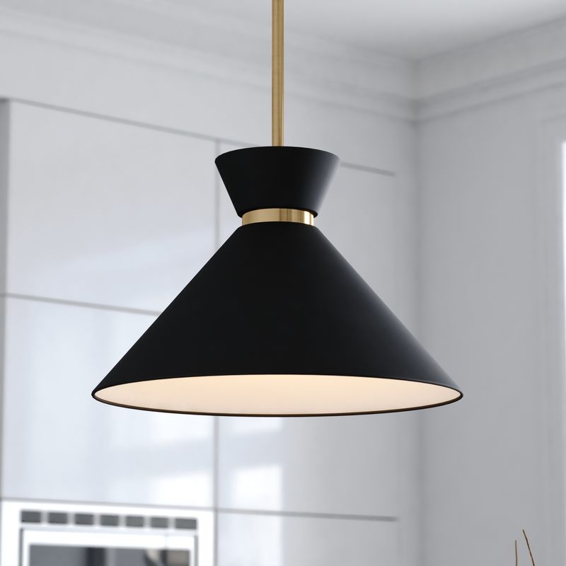 Vaxcel Racine 15-in 1 Light Pendant Matte Black and Natural Brass