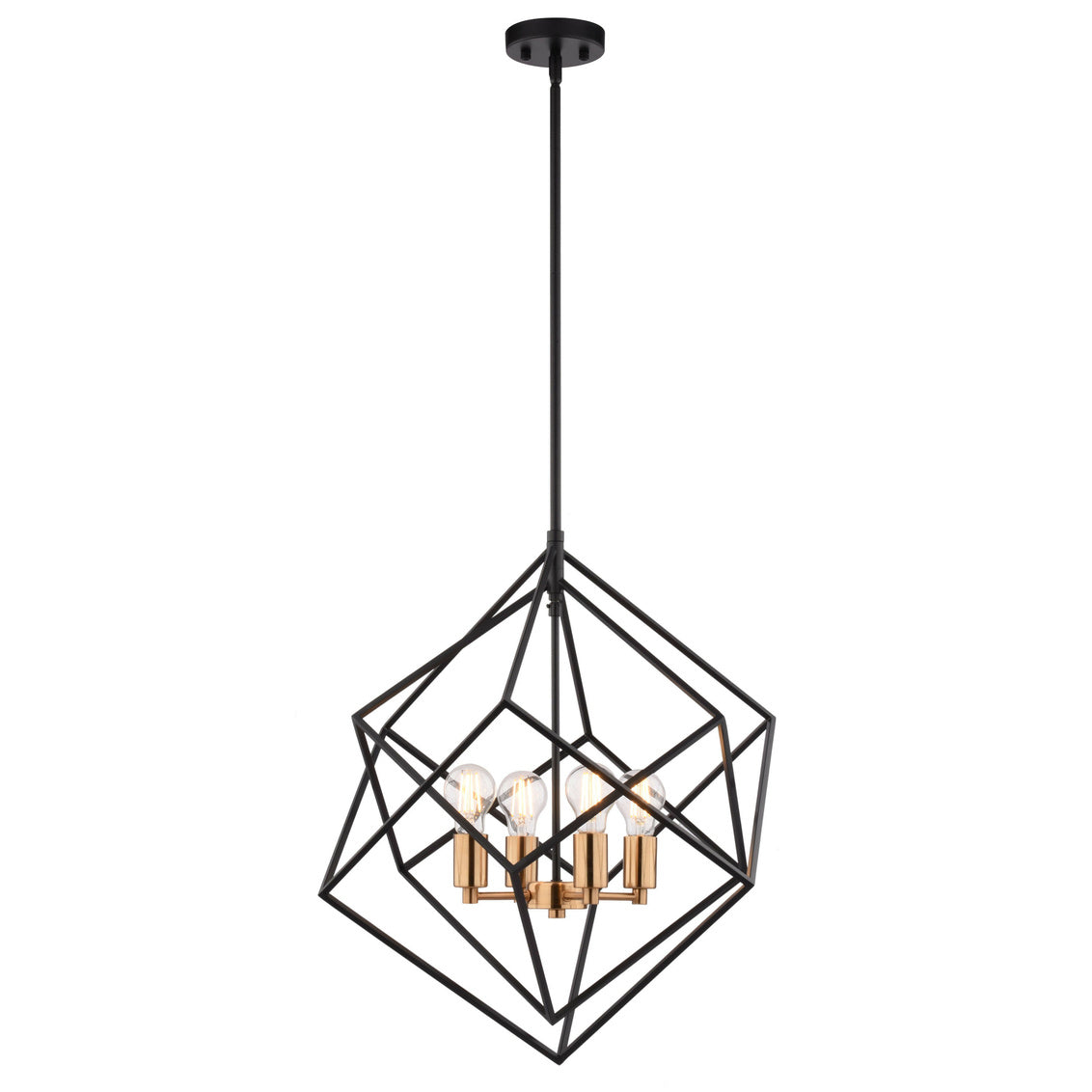 Vaxcel Rad 23.5" 4-Light Black and Natural Brass Light Pendant