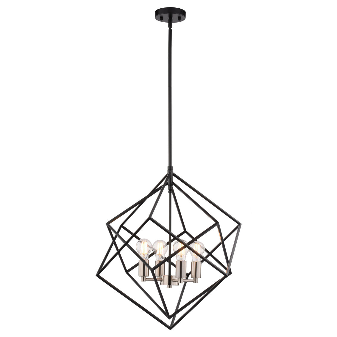 Vaxcel Rad 23.5" 4-Light Black and Satin Nickel Light Pendant