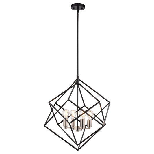 Vaxcel Rad 23.5" 4-Light Black and Satin Nickel Light Pendant