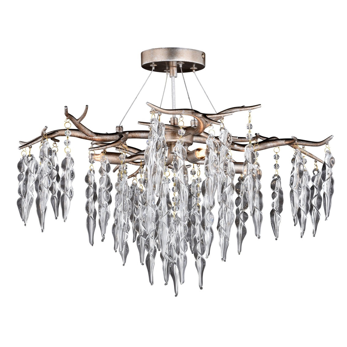 Vaxcel Rainier 24" W Crystal Silver Waterfall Semi Flush Mount Ceiling Light