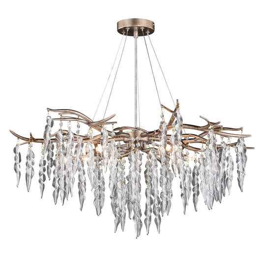 Vaxcel Rainier 5-Light Silver Crystal Waterfall Chandelier