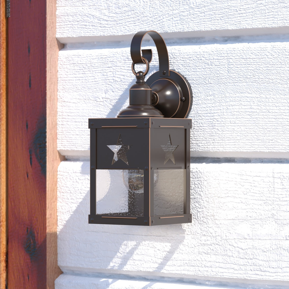 Vaxcel Ranger 1-Light Bronze Rustic Texas Star Outdoor Wall Lantern