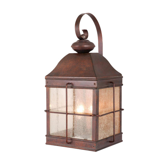 Vaxcel Revere 3-Light Bronze Rectangle Outdoor Wall Lantern Clear Glass