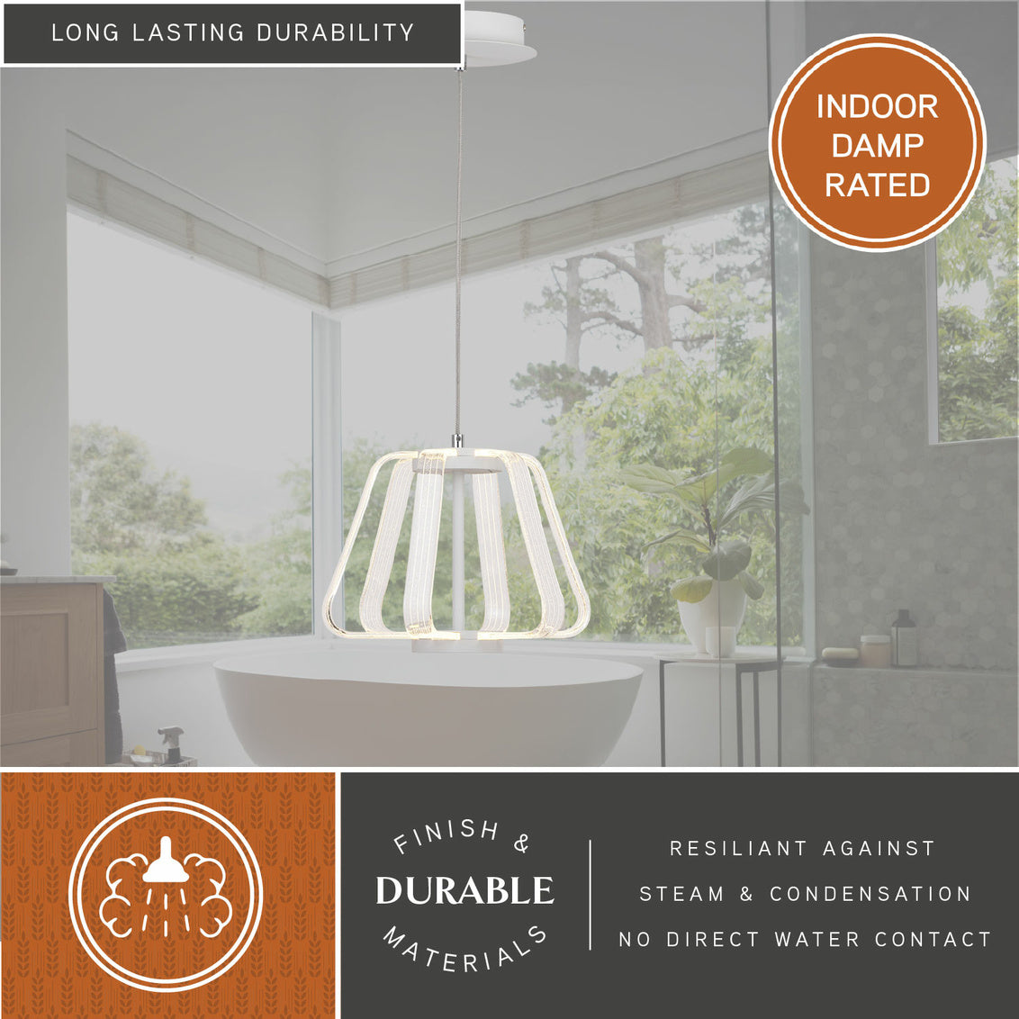 Vaxcel Ridgeway 11.5-in LED Pendant White