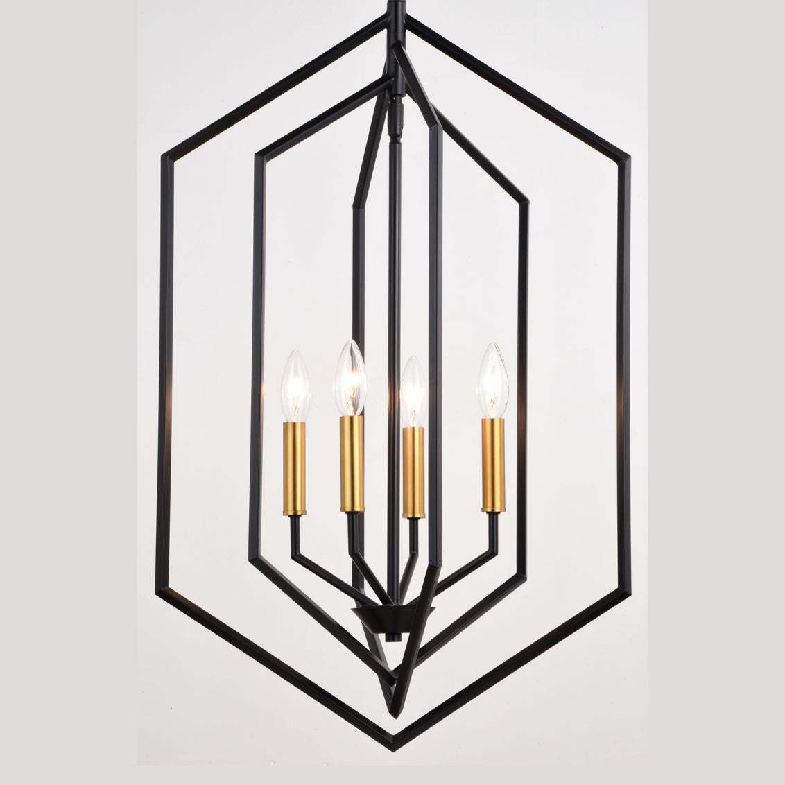 Vaxcel Riley 18-in. 4 Light Pendant Black and Satin Brass