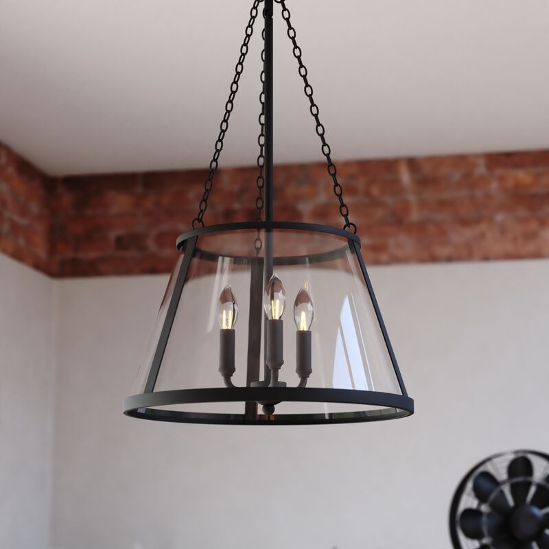Vaxcel Rochester 16-in. 3 Light Pendant Matte Black