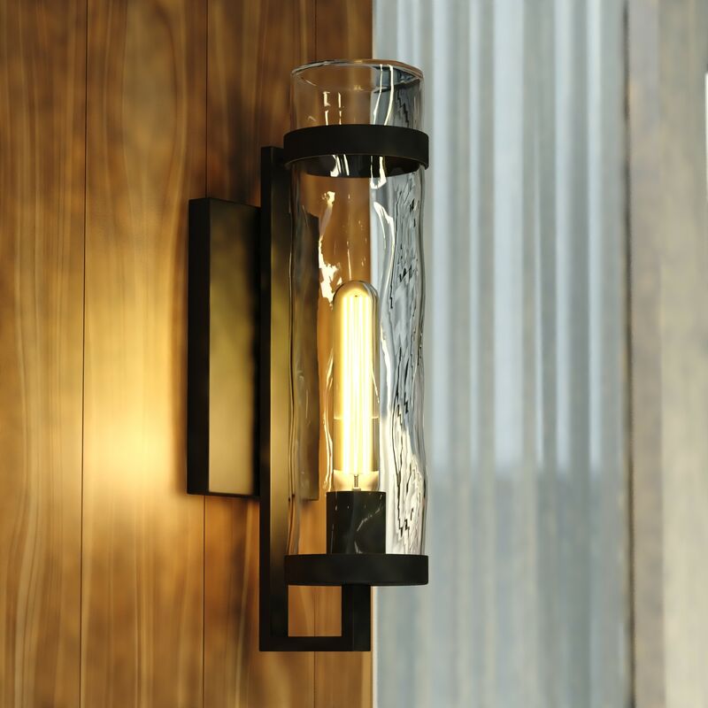 Vaxcel Seymour 15.5-in. H Outdoor Wall Light Textured Black