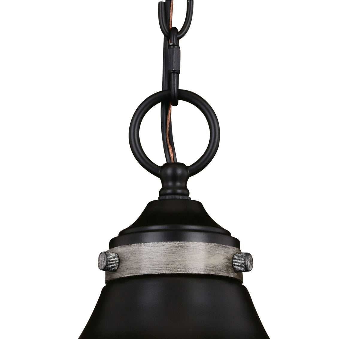 Vaxcel Sheffield 10-in. Pendant New Bronze and Distressed Ash with Light Silver Inner