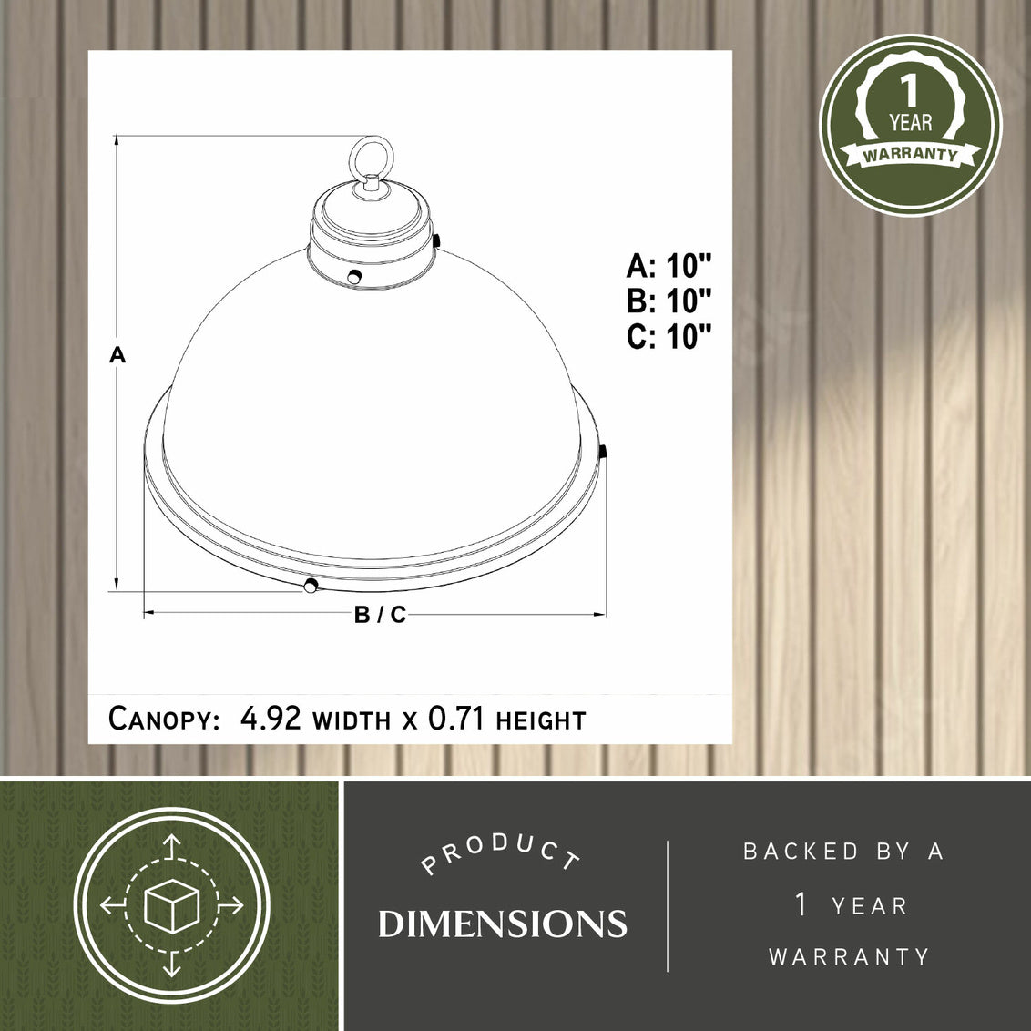 Vaxcel Sheffield 10-in. Pendant New Bronze and Distressed Ash with Light Silver Inner