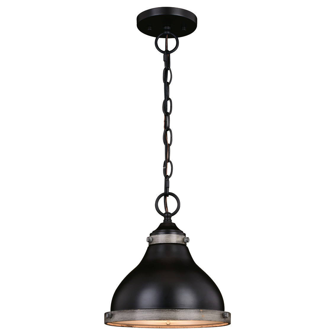 Vaxcel Sheffield 10-in. Pendant New Bronze and Distressed Ash with Light Silver Inner
