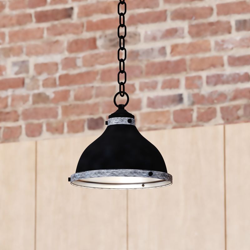 Vaxcel Sheffield 10-in. Pendant New Bronze and Distressed Ash with Light Silver Inner