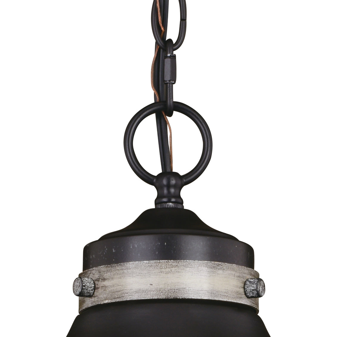 Vaxcel Sheffield 15-in. Pendant New Bronze and Distressed Ash with Light Silver Inner