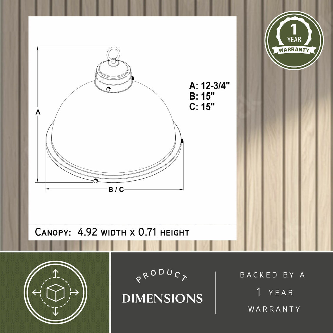 Vaxcel Sheffield 15-in. Pendant New Bronze and Distressed Ash with Light Silver Inner
