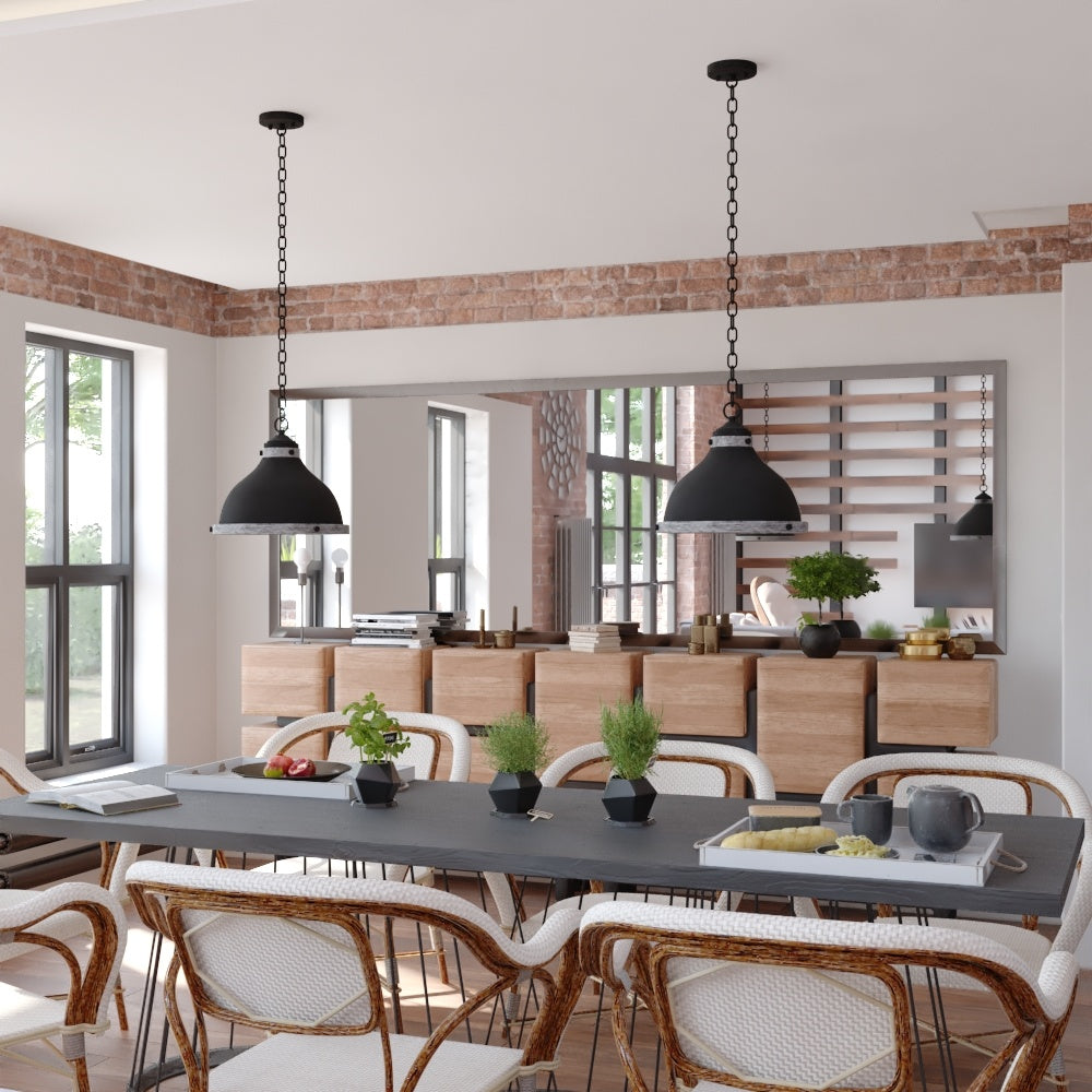 Vaxcel Sheffield 15-in. Pendant New Bronze and Distressed Ash with Light Silver Inner