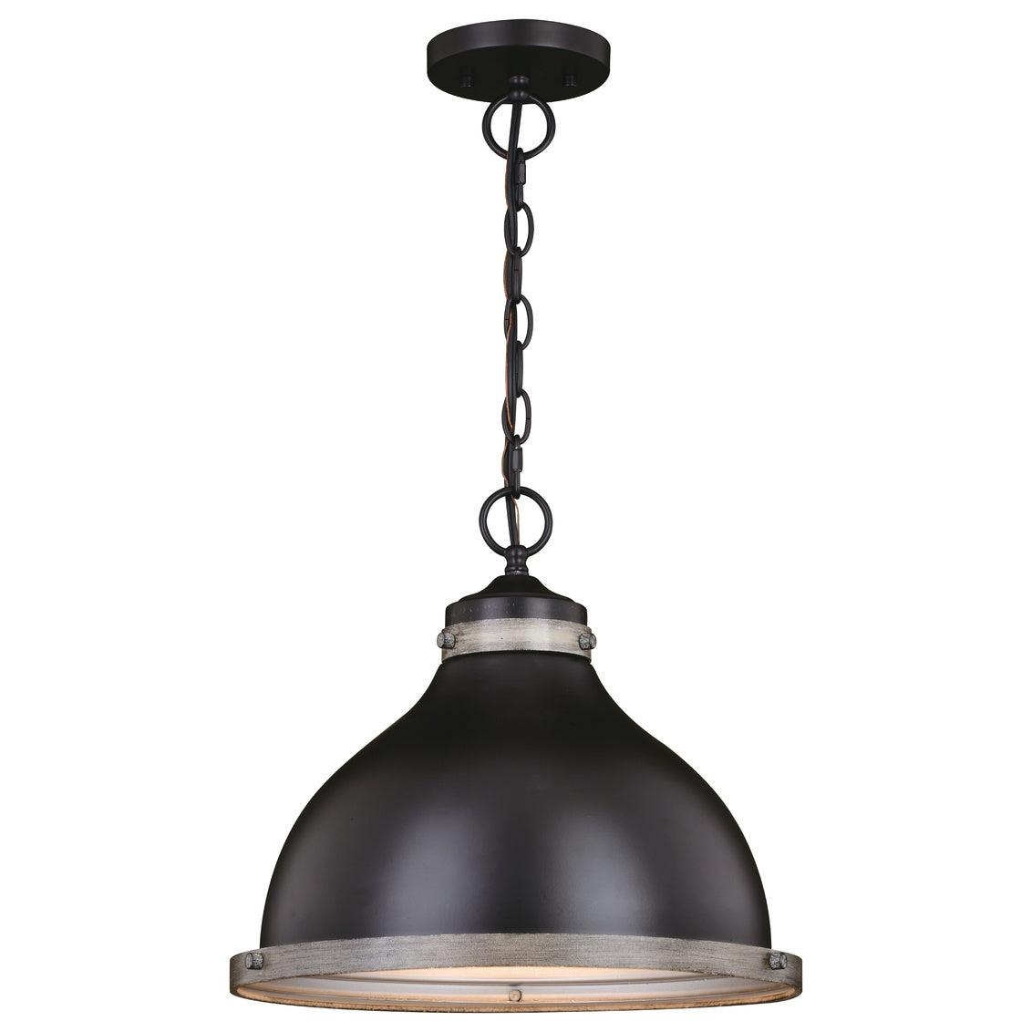 Vaxcel Sheffield 15-in. Pendant New Bronze and Distressed Ash with Light Silver Inner