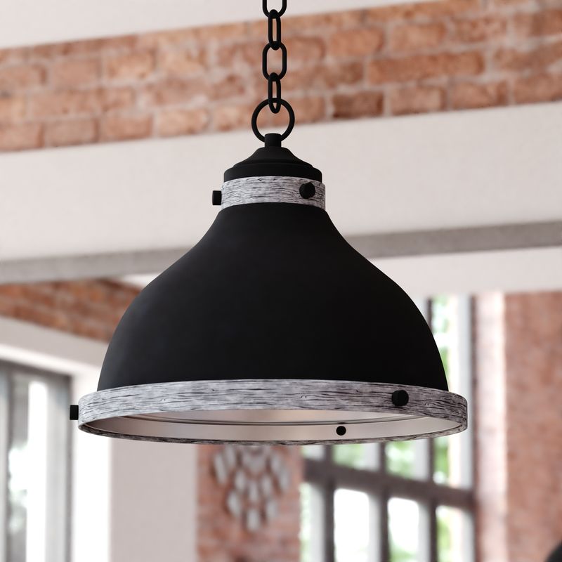 Vaxcel Sheffield 15-in. Pendant New Bronze and Distressed Ash with Light Silver Inner