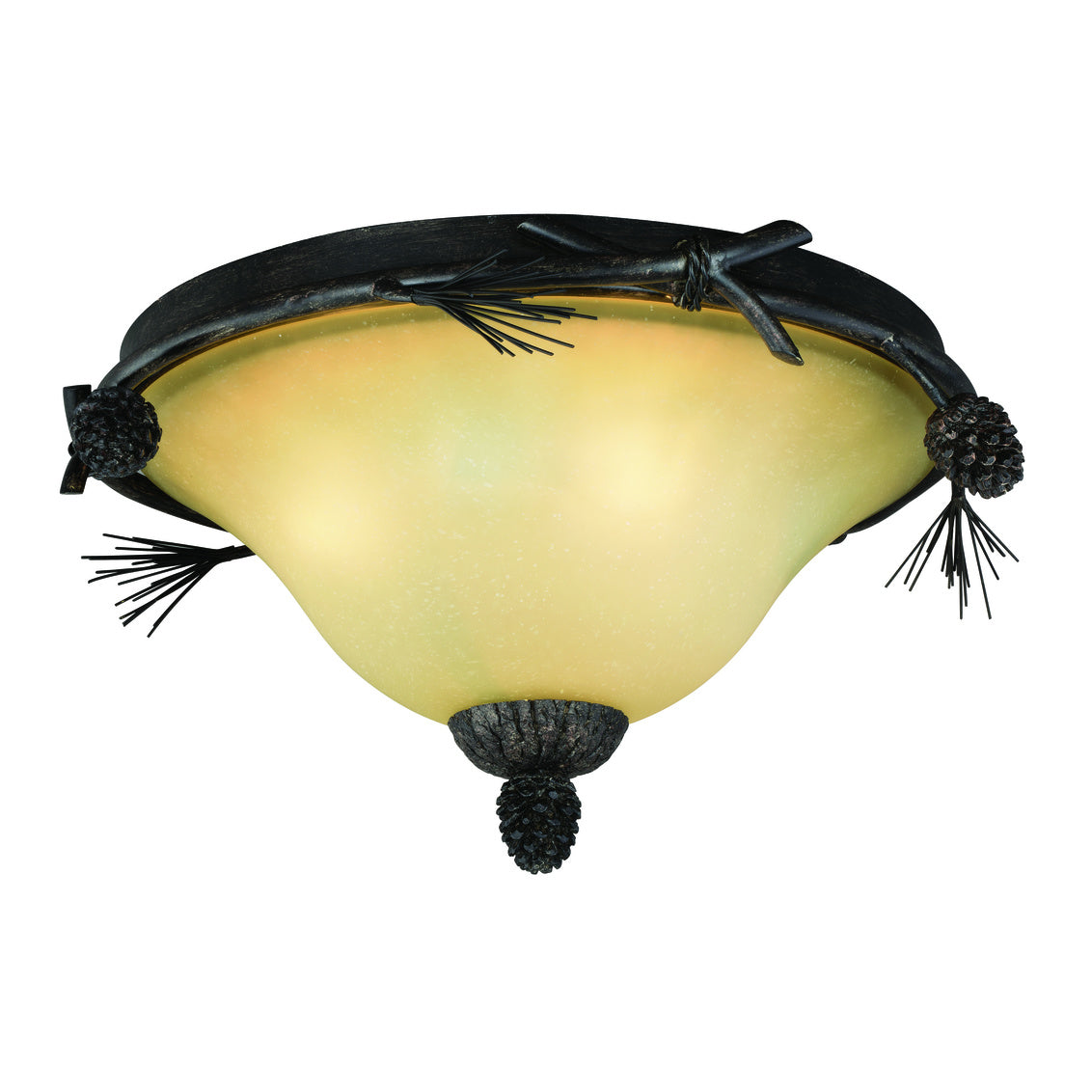 Vaxcel Sierra 15.5" W Bronze Rustic Pinecone Flush Mount Ceiling Light Fixture