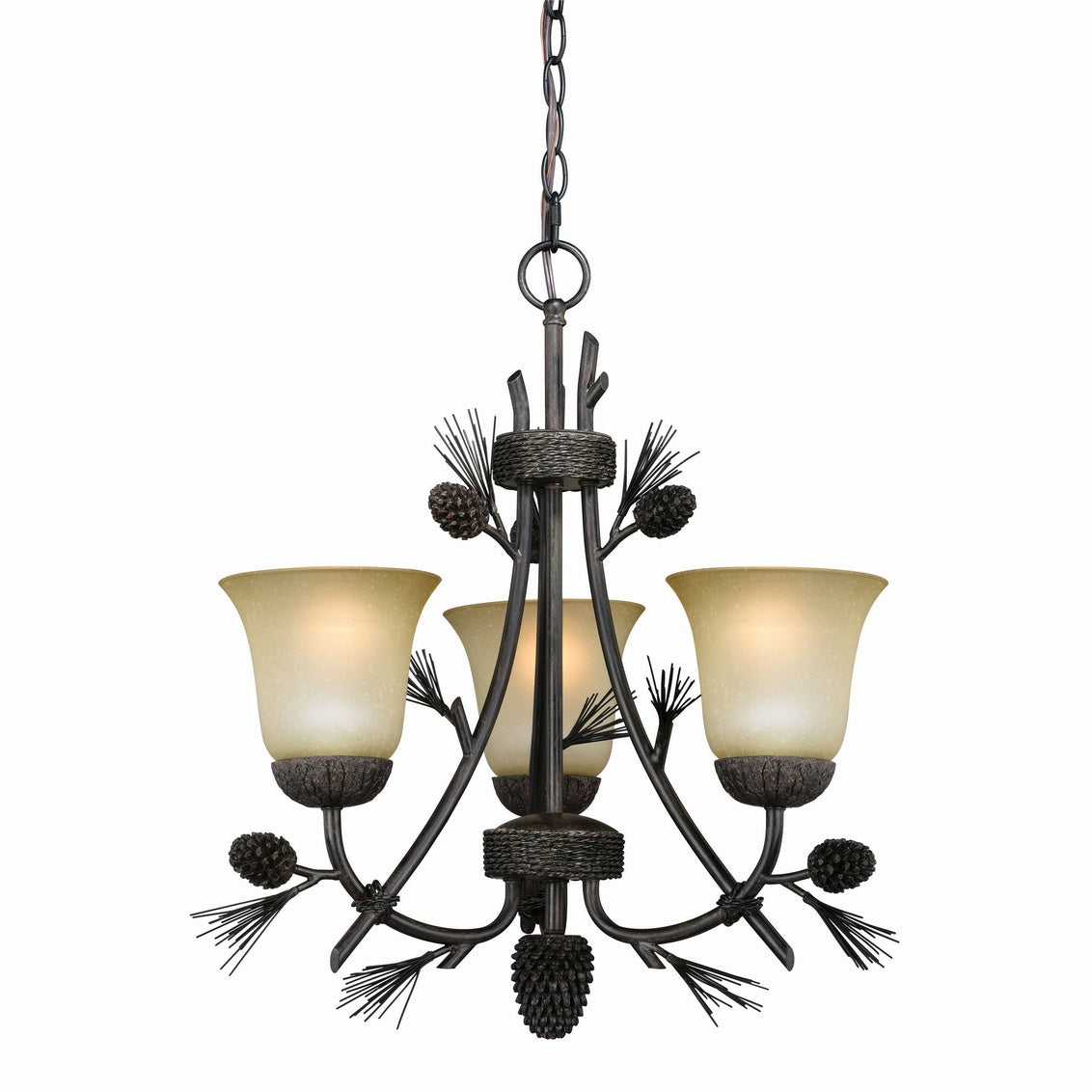 Vaxcel Sierra 3-Light Bronze Rustic Pinecone Mini Chandelier