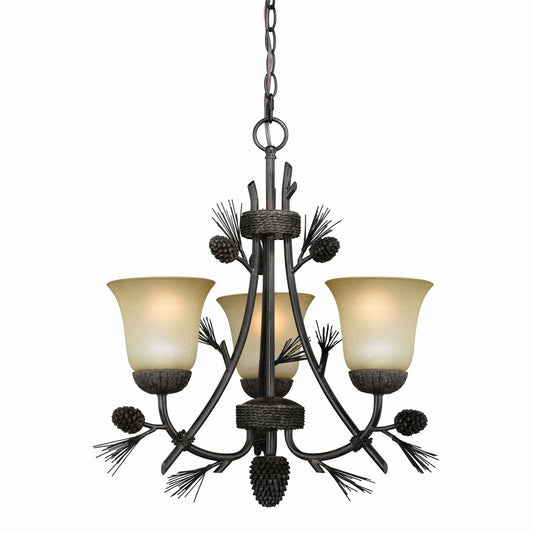 Vaxcel Sierra 3-Light Bronze Rustic Pinecone Mini Chandelier