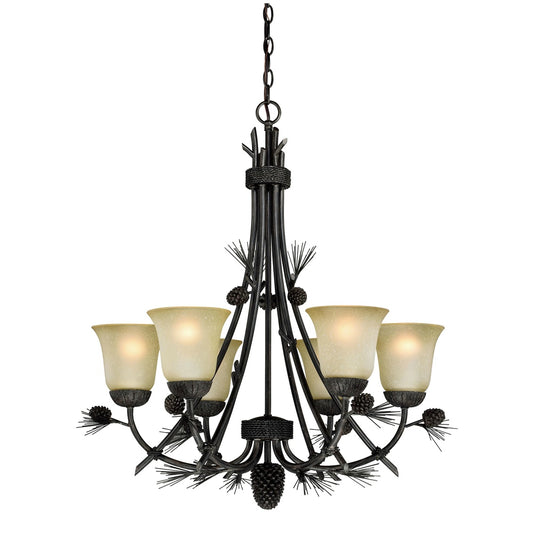 Vaxcel Sierra 6-Light Bronze Rustic Pinecone Chandelier