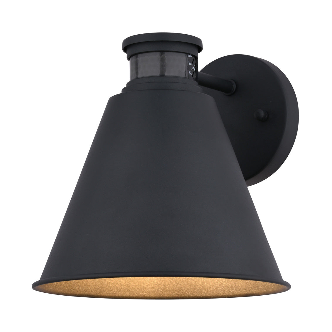 Vaxcel Smith 9" Textured Black Outdoor Motion Sensor Wall Light