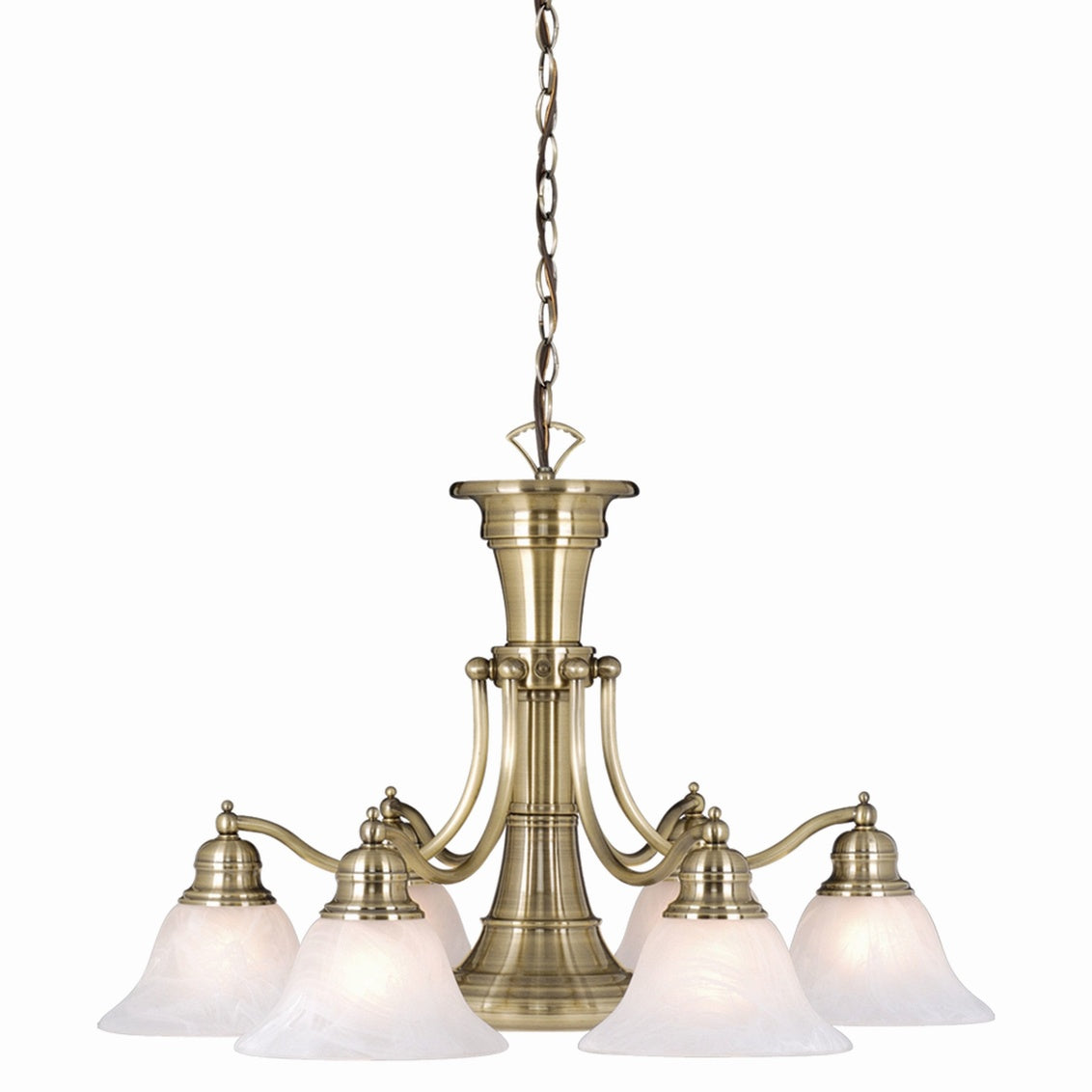 Vaxcel Standford 6-Light Antique Brass Chandelier with Down Light and Switch