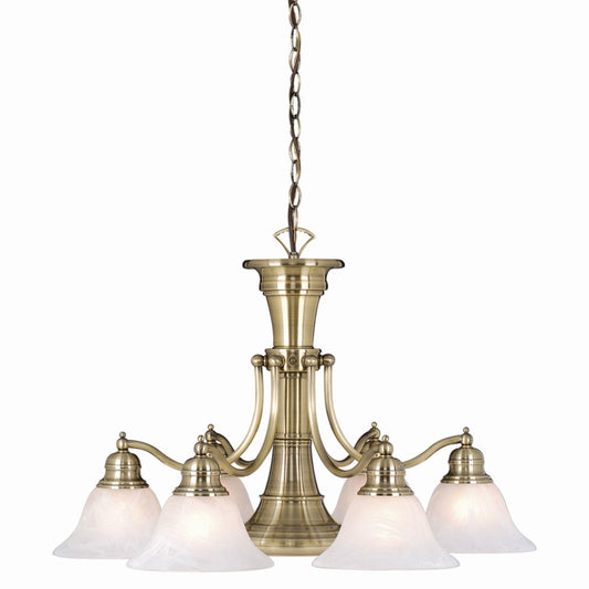 Vaxcel Standford 6-Light Antique Brass Chandelier with Down Light and Switch