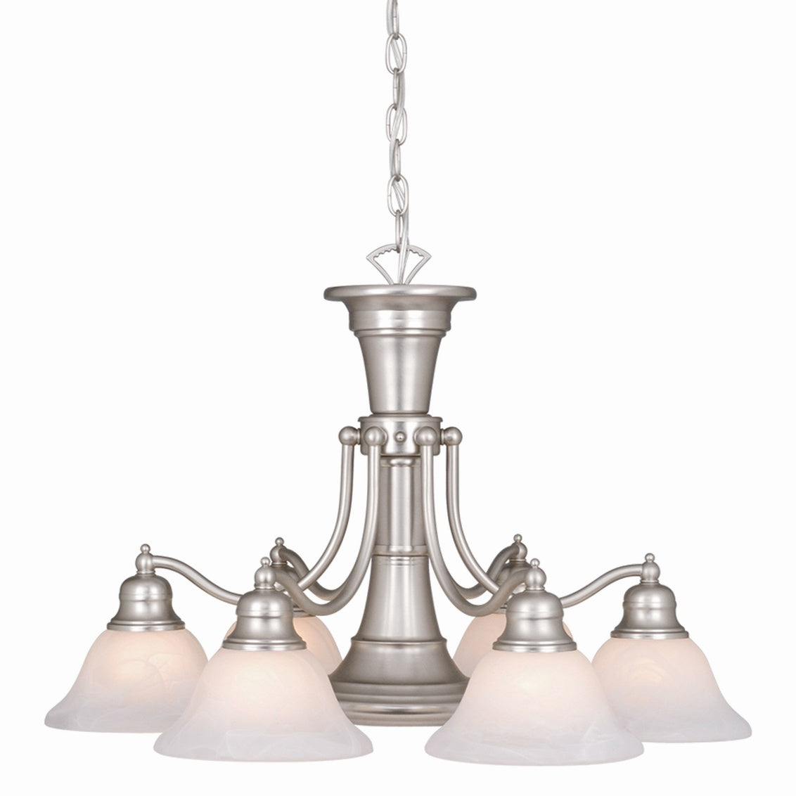 Vaxcel Standford 6-Light Brushed Nickel Chandelier with Down Light and Switch