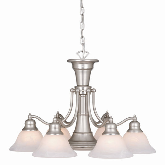 Vaxcel Standford 6-Light Brushed Nickel Chandelier with Down Light and Switch