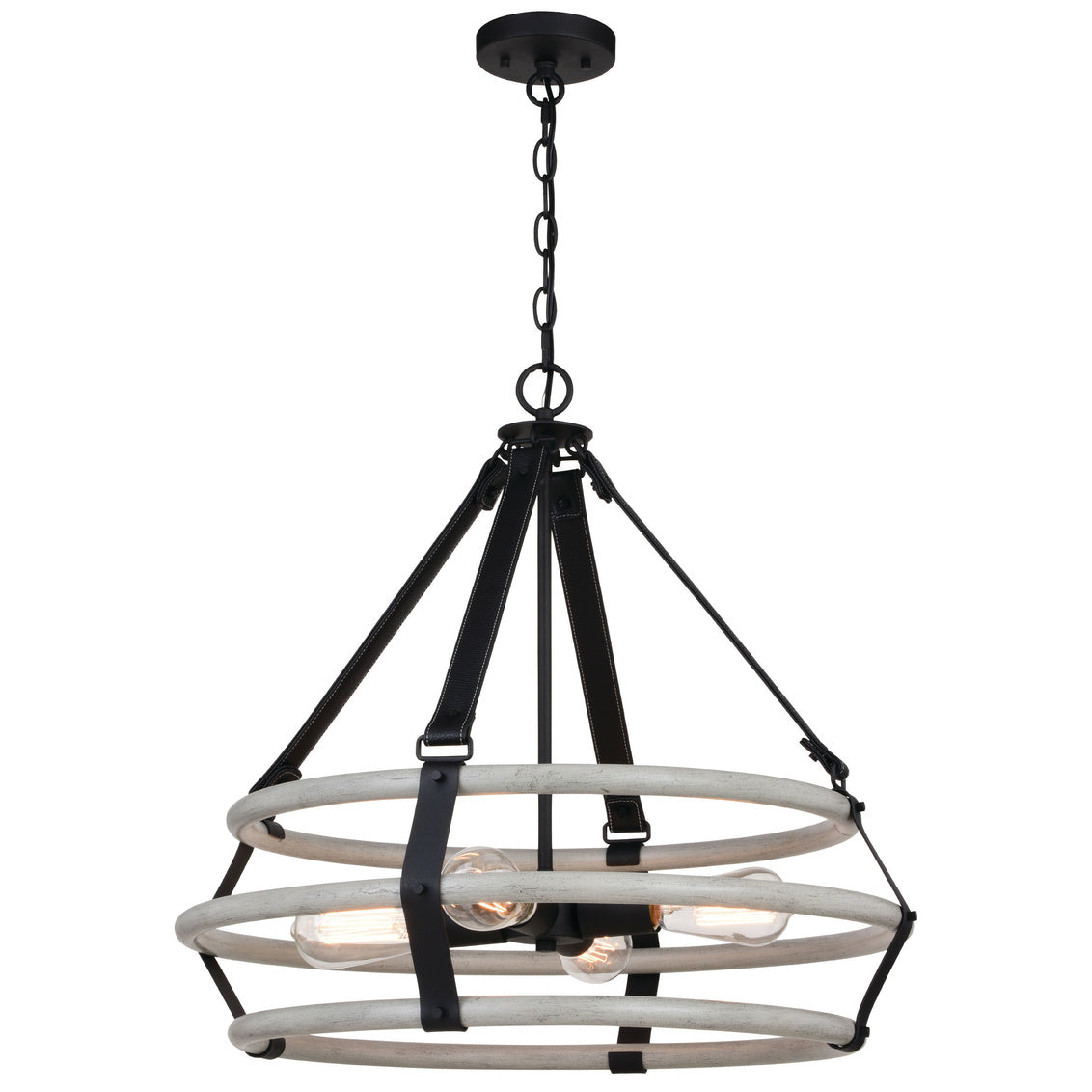 Vaxcel Taylor 24" 4-Light Textued Black and Ash Gray Light Pendant