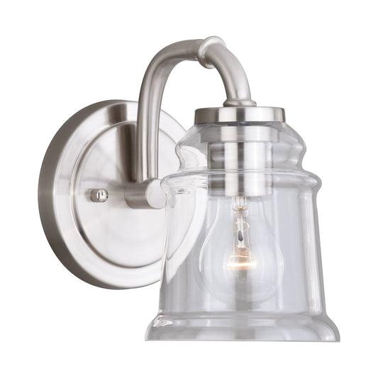Vaxcel Toledo 1-Light Satin Nickel Industrial Jar Bathroom Wall Fixture