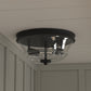 Vaxcel Toledo 13" W Black Industrial Flush Mount Ceiling Light Fixture Clear Glass