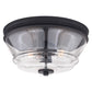 Vaxcel Toledo 13" W Black Industrial Flush Mount Ceiling Light Fixture Clear Glass