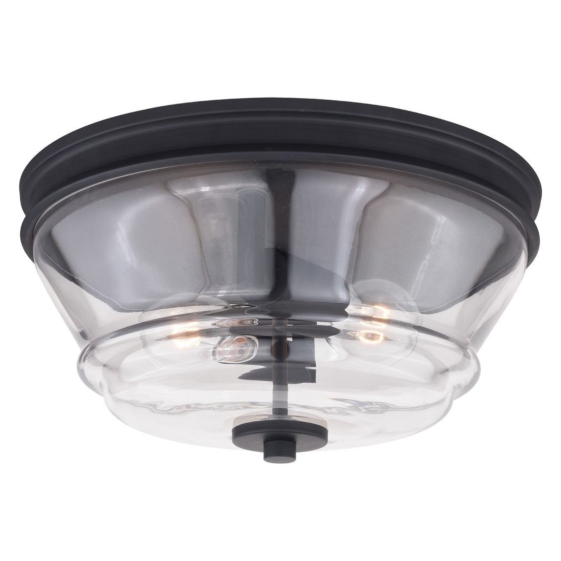 Vaxcel Toledo 13" W Black Industrial Flush Mount Ceiling Light Fixture Clear Glass