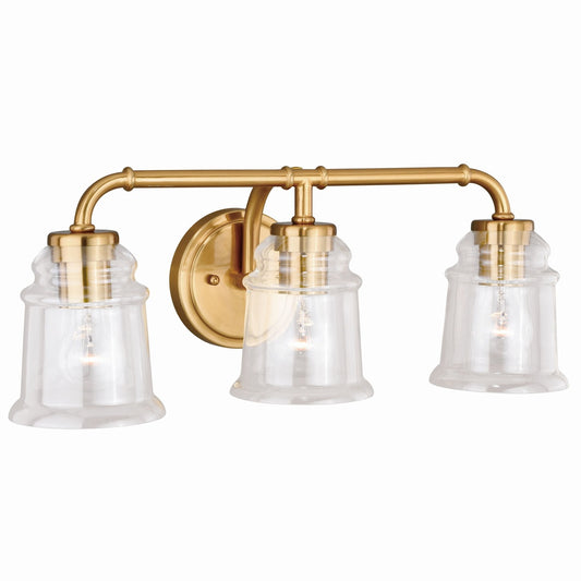 Vaxcel Toledo 3-Light Brass Industrial Jar Bathroom Vanity Fixture