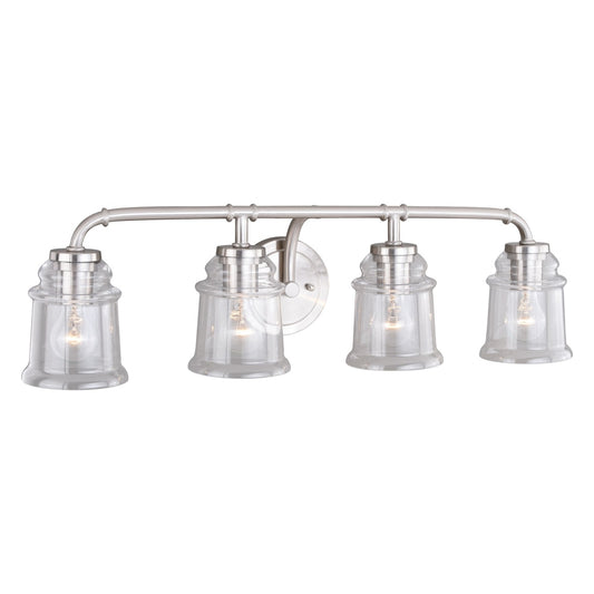 Vaxcel Toledo 4-Light Satin Nickel Industrial Jar Bathroom Vanity Fixture