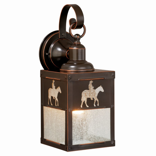 Vaxcel Trail 1-Light Bronze Rustic Horse Cowboy Outdoor Wall Lantern Clear Glass
