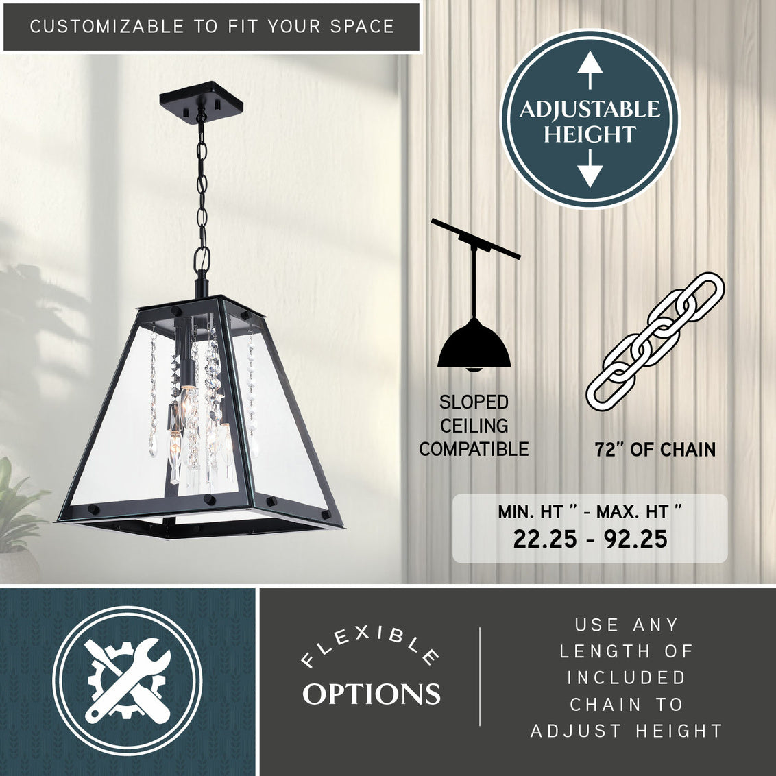 Vaxcel Tremont 15 in. W 4 Light Pendant Matte Black