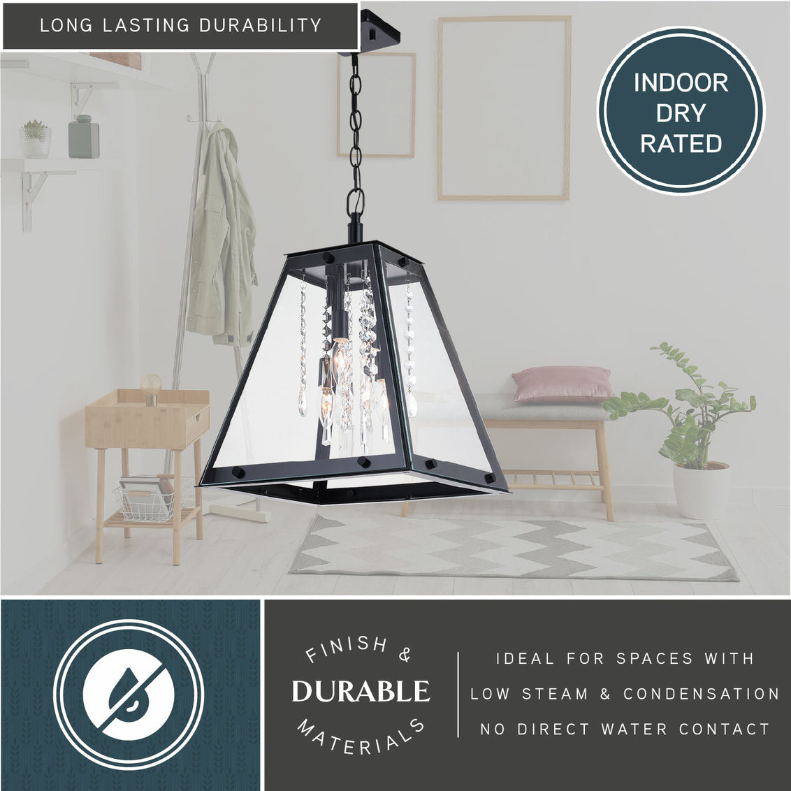 Vaxcel Tremont 15 in. W 4 Light Pendant Matte Black