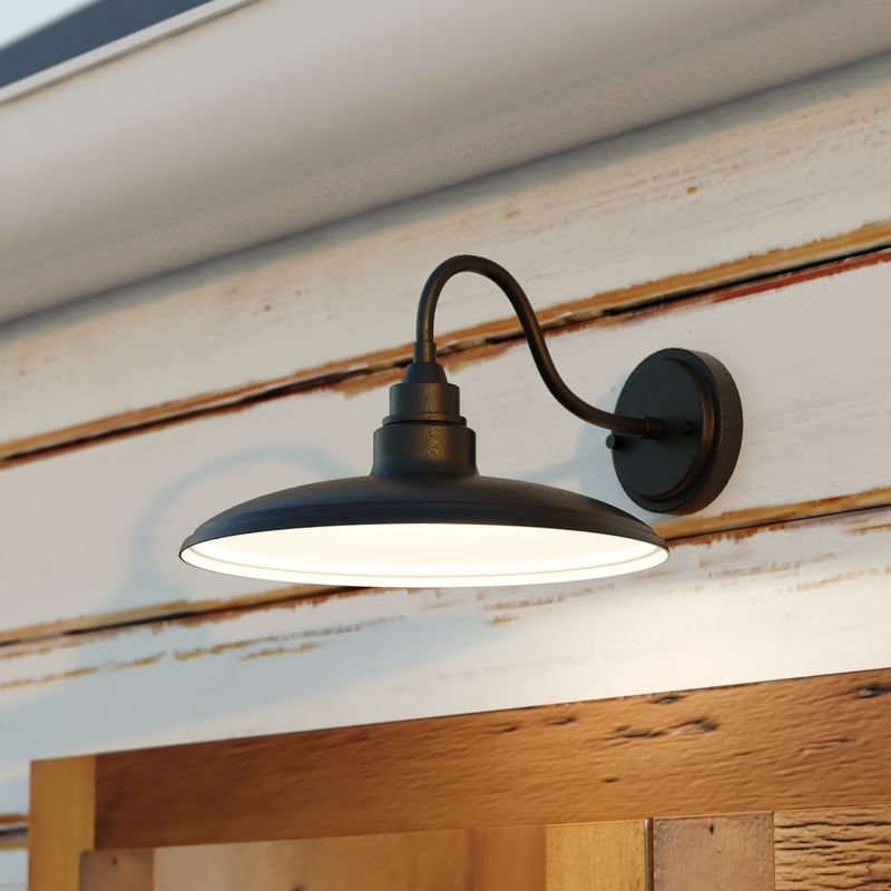 Vaxcel Tucson 13-in. LED Outdoor Wall Light Textured Black and White