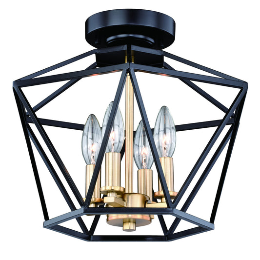 Vaxcel Turin 14.5" W Bronze Gold Geometric Cage Candle Semi Flush Mount Ceiling Light